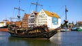 Galleon old historic ship in Gdansk on the MotÃÂ Ã¢â¬Å¡awa River